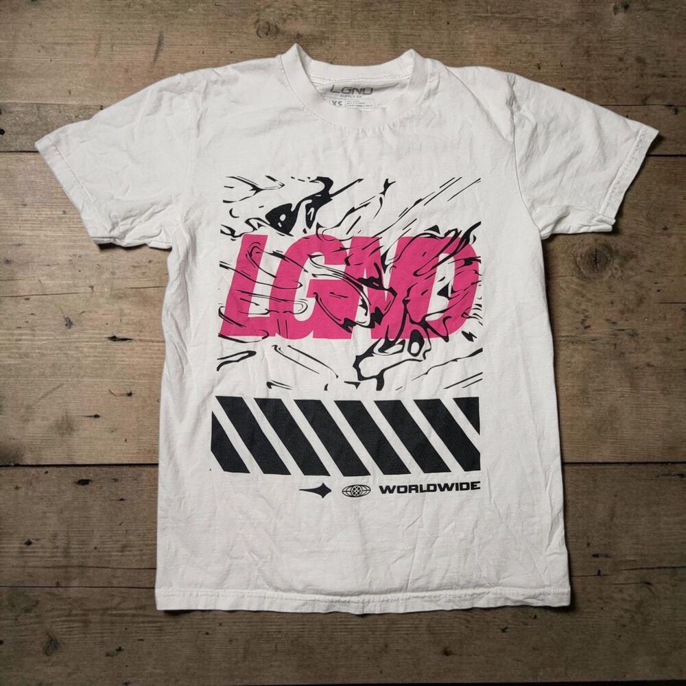 LGND Supply Co T-Shirt Men's XS White Logo Graphic Crew Streetwear Motorsports